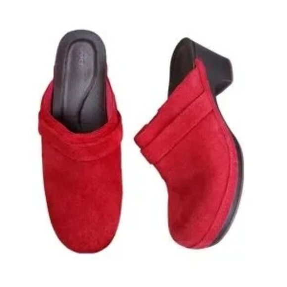 CROCS Red Brown Sarah Suede Clog Mules 10 - Picture 1 of 1